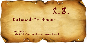 Koloszár Bodor névjegykártya